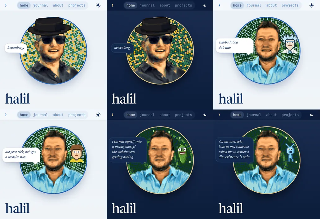 Heisenberg in the pork pie hat, by day and by night, and Rick, Morty, Pickle Rick and a Meeseeks next to me on the portal tiles